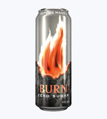 Напиток безалкогольный BURN Персик-Манго б/сахара сильногаз. ж/б